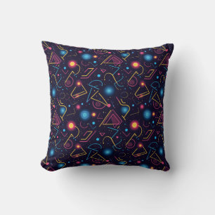 Abstract neon geometric shapes design throw pillow