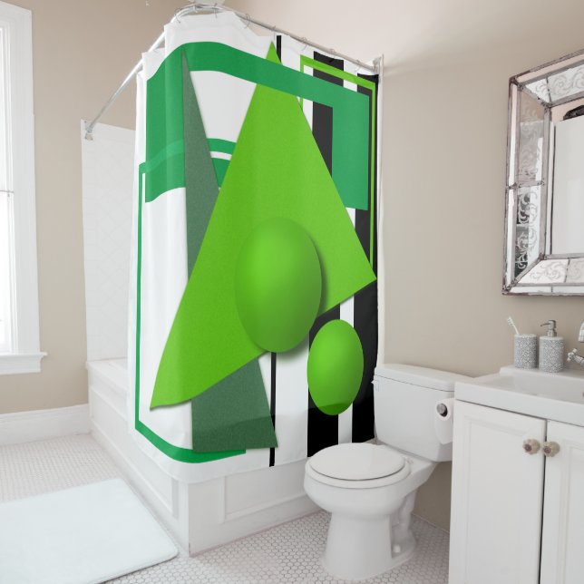 Abstract neon green geometric shapes circle sphere (In Situ)