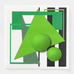 Abstract neon green geometric shapes circle sphere napkin