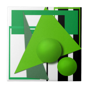 Abstract neon green geometric shapes circle sphere tile