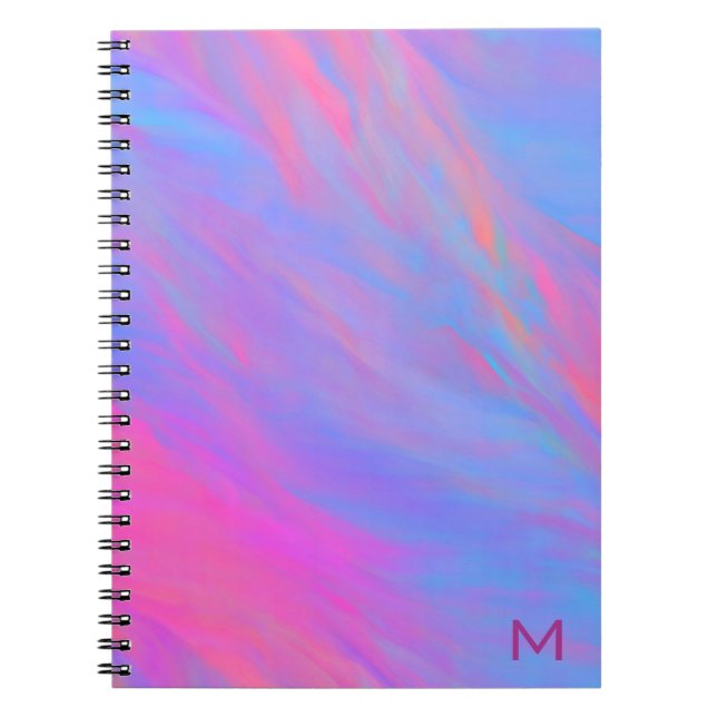 Abstract Neon Ink Flow Spiral Photo Notebook (Front)