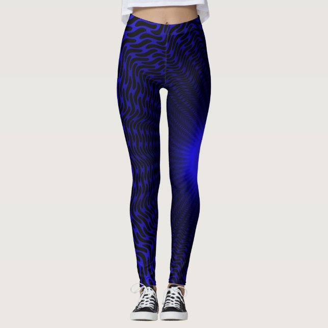 Abstract Neon Light Geometric Starry Design Leggings (Front)