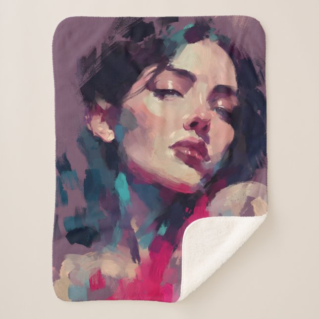 Abstract Neon Portrait Study Sherpa Blanket (Front)