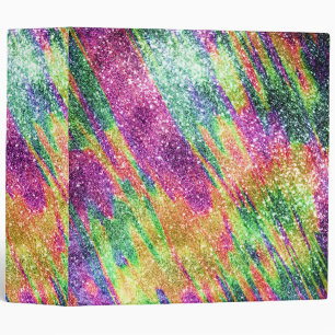 Abstract Neon Rainbow Sparkly Glitter Binder