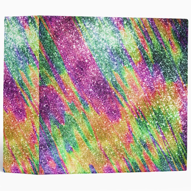 Abstract Neon Rainbow Sparkly Glitter Binder (Front/Spine)