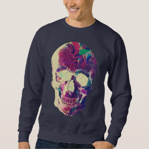 Abstract Neon Skull: Vibrant Chaos Sweatshirt