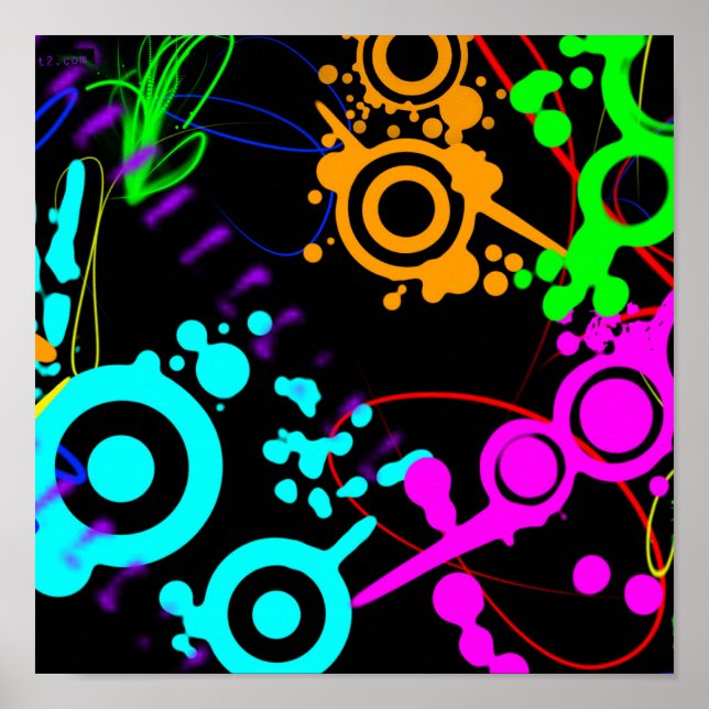 Abstract neon splatter modern poster (Front)