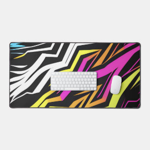 Abstract Neon Stripes Desk Mat