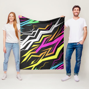 Abstract Neon Stripes Fleece Blanket
