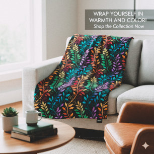 Abstract Neon Swirl Pattern Fleece Blanket