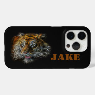 Abstract Neon Tiger Head iPhone 15 Pro Case