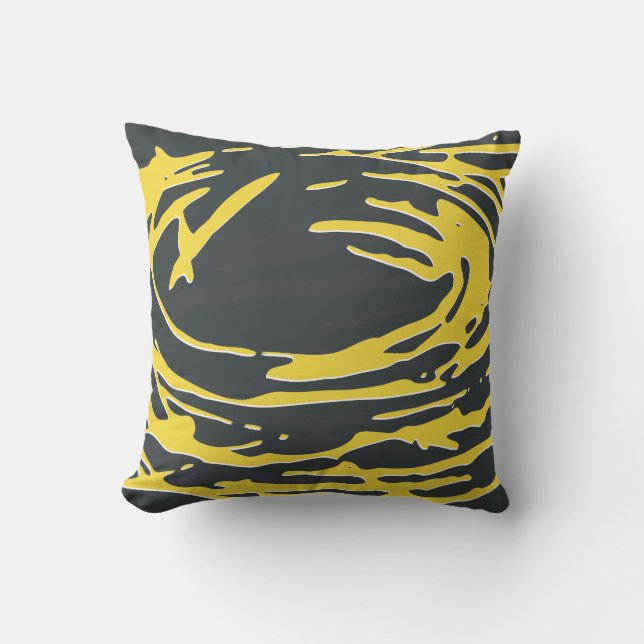 Abstract Nest in Grey and Yellow Throw Pillow (Front)