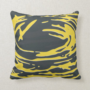 Abstract Nest in Grey and Yellow Throw Pillow