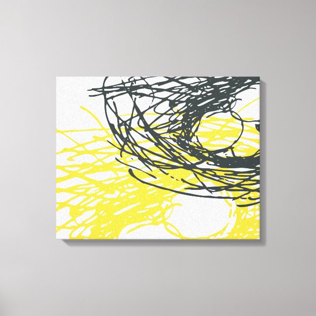 Abstract Nest in White, Grey and Yellow Canvas Print (Front)