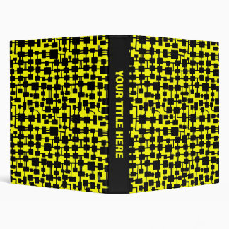 Abstract Network (1.0in) - Black on Yellow Binder