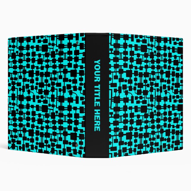 Abstract Network (1.5in) - Black on Cyan 00FFFF Binder (Background)