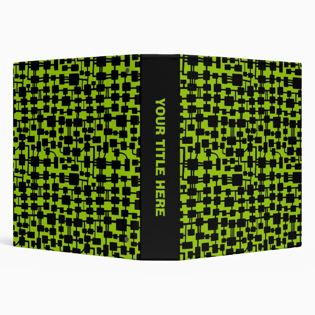 Abstract Network (1.5in) - Black on Green 99CC00 Binder (Background)