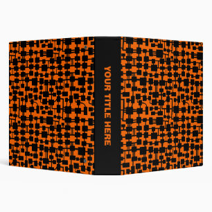 Abstract Network (1.5in) - Black on Orange FF6600 Binder