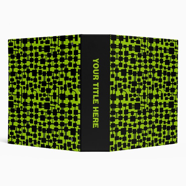 Abstract Network (2.0in) - Black on Green 99CC00 Binder (Background)
