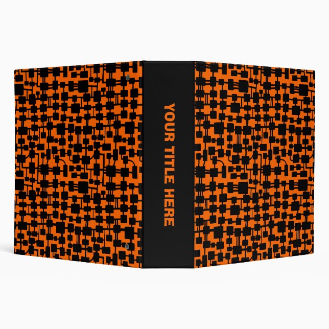 Abstract Network (2.0in) - Black on Orange FF6600 Binder (Background)