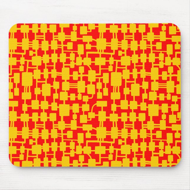 Abstract Network - Amber on Red FF0000 Mouse Pad (Front)