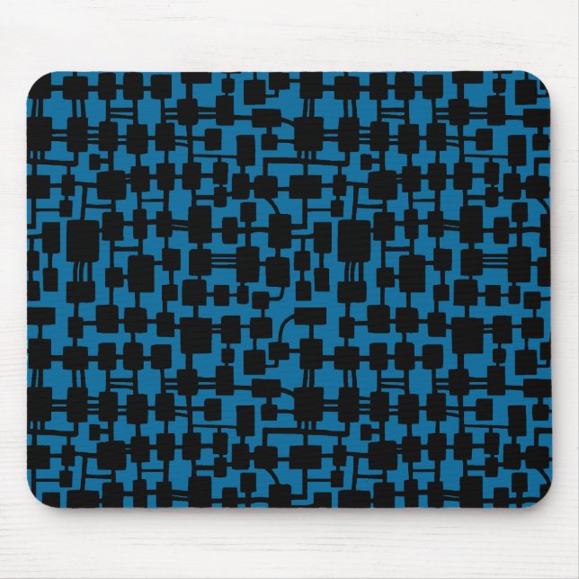 Abstract Network - Black on Blue 006699 Mouse Pad (Front)