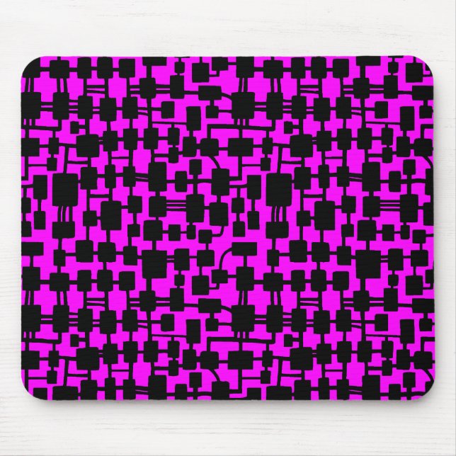 Abstract Network - Black on Magenta FF00FF Mouse Pad (Front)