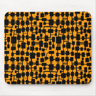 Abstract Network - Black on Orange FF9900 Mouse Pad