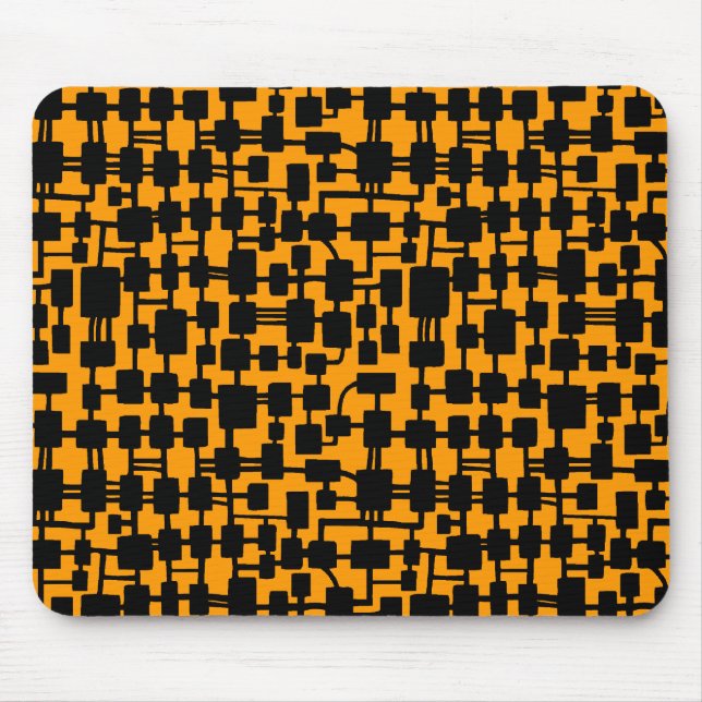 Abstract Network - Black on Orange FF9900 Mouse Pad (Front)