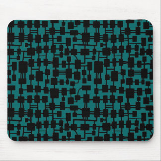 Abstract Network - Black on Teal 006666 Mouse Pad