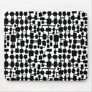 Abstract Network - Black on White Mouse Pad