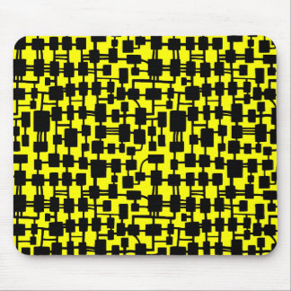 Abstract Network - Black on Yellow FFFF00 Mouse Pad