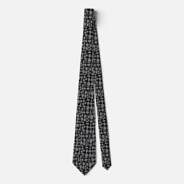 Abstract Network - Grey on Black Tie (Front)