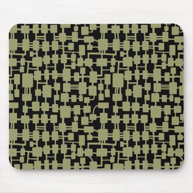Abstract Network - Khaki on Black Mouse Pad (Front)