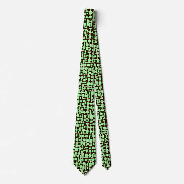Abstract Network - Mint Green on Dark Brown 330000 Tie (Front)