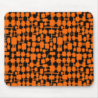 Abstract Network - Orange on Black Mouse Pad