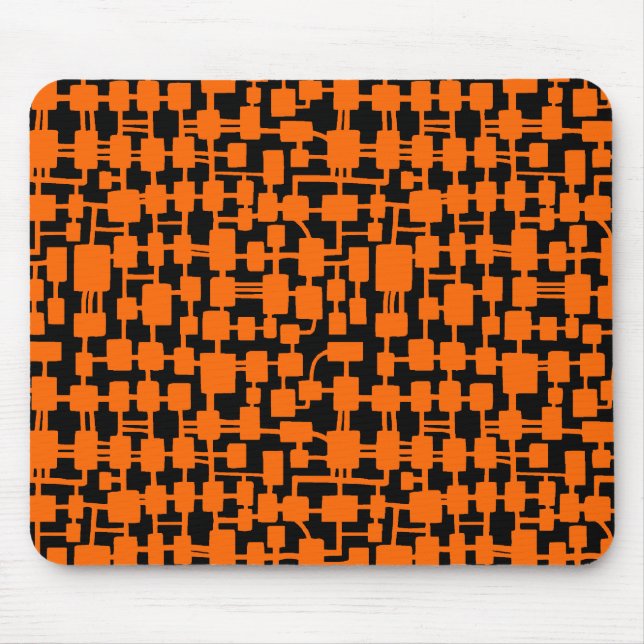 Abstract Network - Orange on Black Mouse Pad (Front)