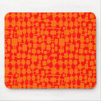 Abstract Network - Orange on Red FF0000 Mouse Pad