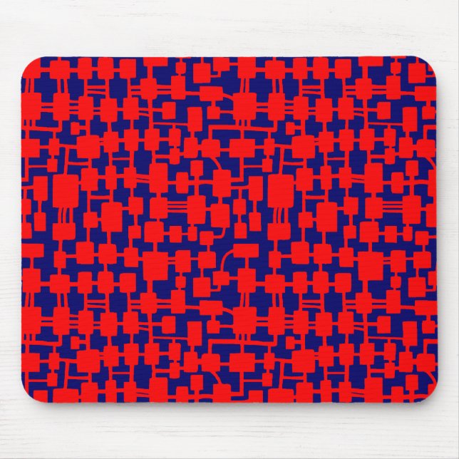 Abstract Network - Red on Dark Blue 000066 Mouse Pad (Front)
