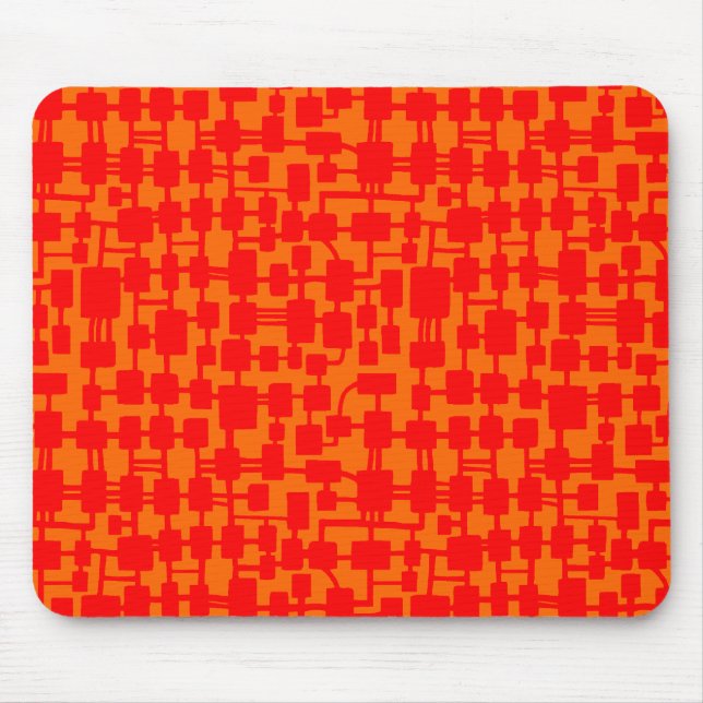 Abstract Network - Red on Orange FF6600 Mouse Pad (Front)