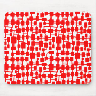 Abstract Network - Red on White Mouse Pad