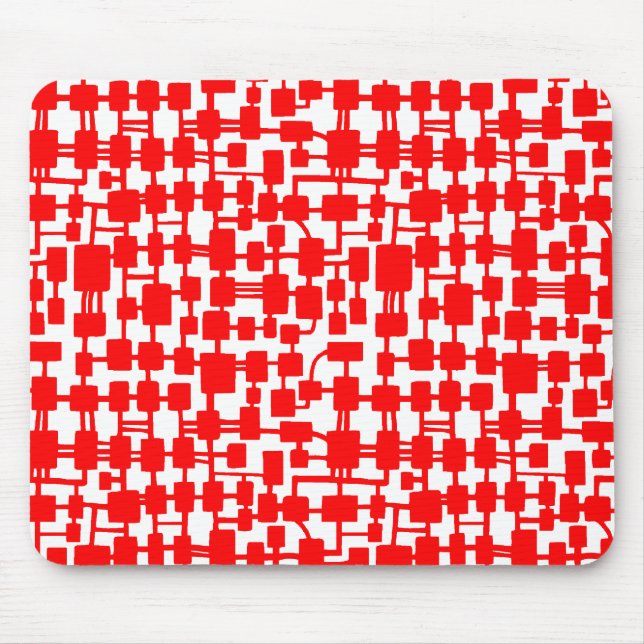 Abstract Network - Red on White Mouse Pad (Front)