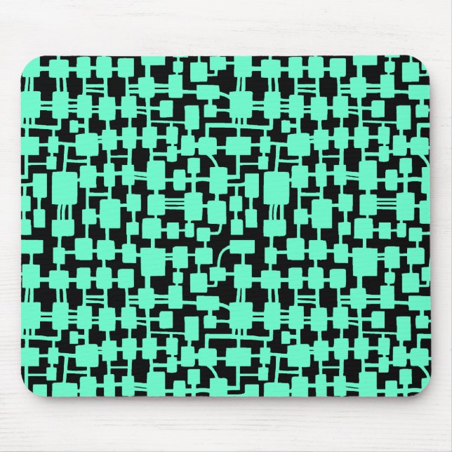 Abstract Network - Turquoise on Black Mouse Pad (Front)