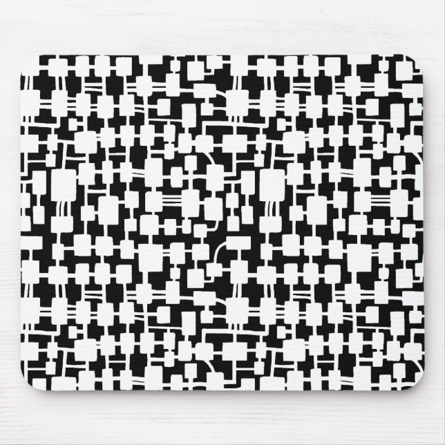 Abstract Network - White on Black Mouse Pad (Front)