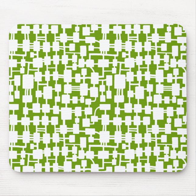 Abstract Network - White on Green 669900 Mouse Pad (Front)