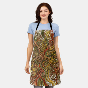 Abstract Neuron Earth Tone Ink Apron