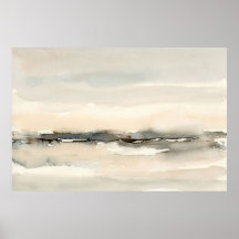 Abstract Neutral Blush Pink Watercolor Landscape