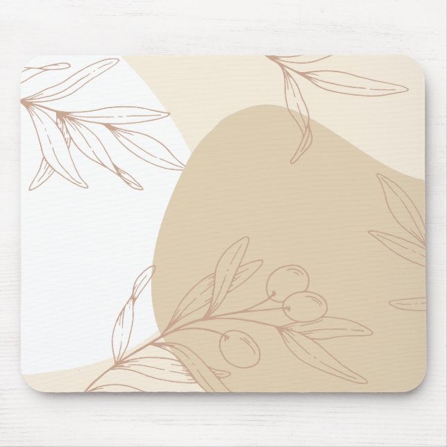 Abstract Neutral Boho Art Mouse Pad (Front)