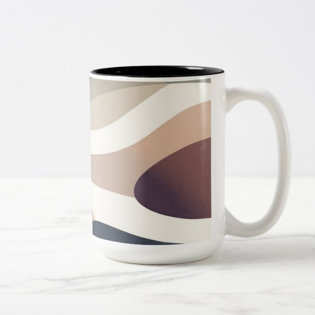 Abstract Neutral  Two-Tone Coffee Mug (Right)