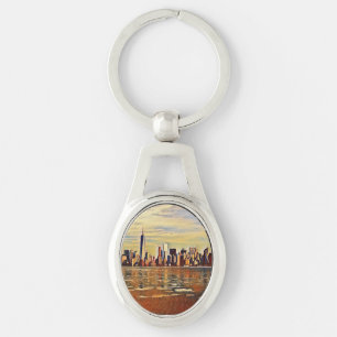 Abstract New York Skyline Keychain